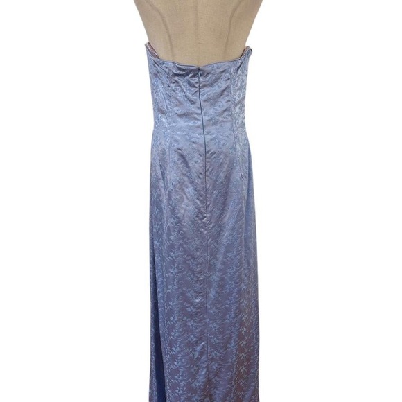 Vtg 90s Jessica McClintock Periwinkle Satin Embroidered Dress Formal Sz 14 Prom - Picture 5 of 8